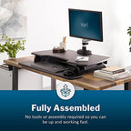 Vari - VariDesk Essential 36 - Two-Tier Standing Desk Converter for Monitor & Accessories - Height Adjustable Sit Stand Desk - Fully Assembled Monitor Riser for Home Office - 36" Wide, Black - size: Essential 36