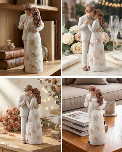 Romantic Couple Figurine Resin Lover Statue, Wedding or Engagement Gifts for Couples, Idea, Romantic Home Decor Sculpture for Wife Girlfriend (Couple Resin Figurines)