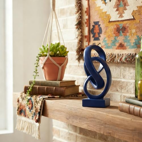 Navy Blue Knot Decor for Coffee Table Book,Abstract Art Mid Century Modern Decor for Bookshelf Entryway TV Stand,Minimalist Knot Sculpture for Home Living Room,Centerpiece Table Decorations (Blue) - color: Blue