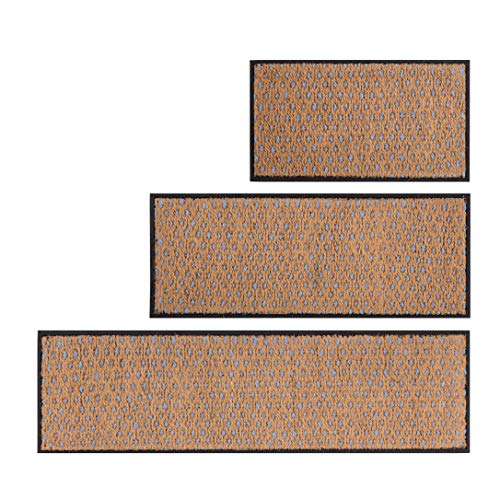 Anji Mountain AMB0BT4F-007 Black Rubber Boot/Shoe Tray with Coir, Fits 4 Pair (46.5" Wide), Tan & Blue Insert - color: Tan and Blue Insert, size: 46" x 14" x 1.5"