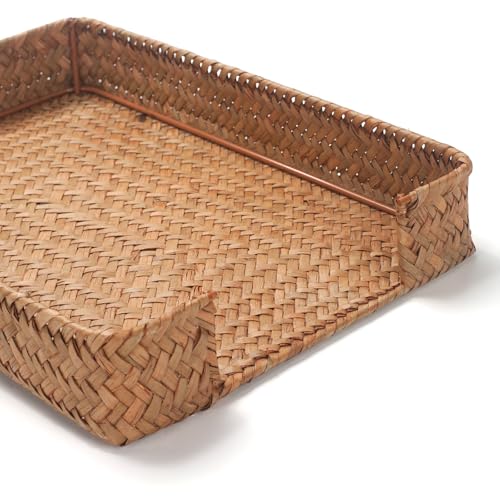 Seagrass Letter Tray for A4 File Woven Desk Tray Organizer for Paper Folder Mail Document Magazine Storage Basket for Office