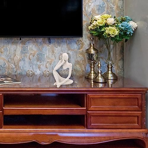 Abstract Thinker Statue | Synthetic Home Accent for Living Room/Office Desk/Bookshelf | Hollow Design Art Sculpture Collectible Present (Sandstone Right) - style: Sandstone Right