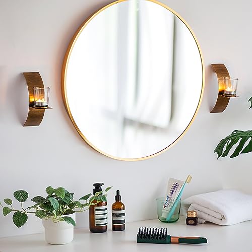 Sziqiqi Rustic Wall Candle Holder for Tealight Candles - Rustic Gold and Bronze Wall Mounted Candle Sconces Decorative Metal Wall Decor for Bathroom Hallway Entryway - color: Brushed Gold Bronze