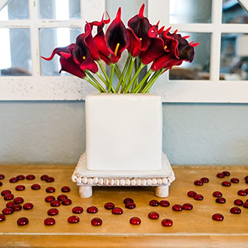 Galashield Flat Glass Marbles for Vases Red Glass Gems Beads Pebbles Vase Filler (1 LB, Approx. 105 PCS) - color: Red, size: 1 LB
