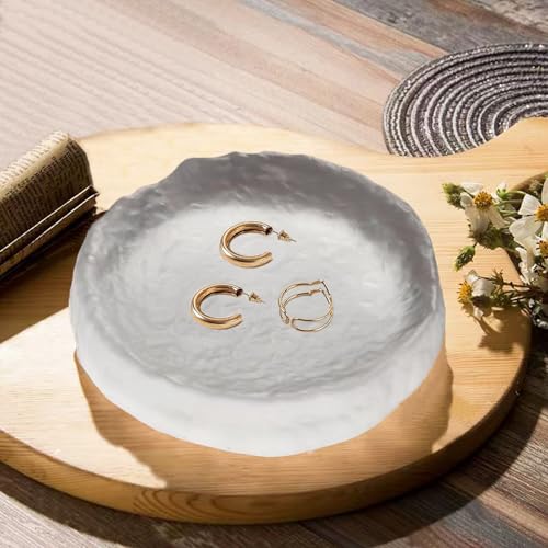 Crystal Jewelry Dish Tray, 6.29" Round Glass Trinket Dish for Vanity Small Decorative Trinket Dishes for Rings Earrings Necklaces Bracelet Watch Keys, Birthday Mother's Day Christmas for Women - color: Clear