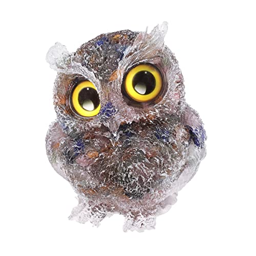mookaitedecor Colorful Crystals Owl Statue Sculpture Stone, Carved Animals Night Owl Figurine Crystal Ornament for Desktop Office Home Decor - color: Colorful, size: 2.36 inch