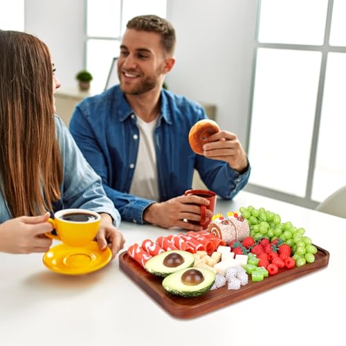16" X 10" Large Wooden Serving Trays Acacia Wood Charcuterie Boards Rectangular Serving Platters for Cookie, Dessert, Party Food Dish Snack Appetizer Plates Kitchen Platter Tray Cheese Board - size: 16" × 10" × 0.8"