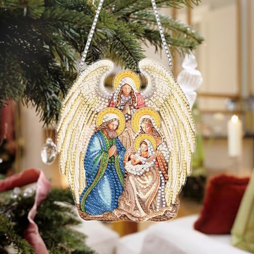 Auremi Angel Diamond Art Hanging Kit for Adult, Special Shaped Rhinestone, DIY Acrylic 5D Christmas Diamond Painting Window Pendants Signs, Home Garden Wall Hanging Ornament - color: Angel