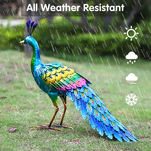 chisheen Metal Peacock Statue Garden Decor Yard Art Sculpture Outdoor Decoration for Lawn,Patio,Backyard,Housewarming Birthday Gifts for Women,Mom,Grandma