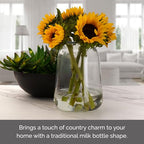 Elements Glass Milk Bottle Vase, for Use with Dried or Faux Flowers and Greenery, 4.2x4.2x4.72 Inch, Clear - size: 9.5 Inch
