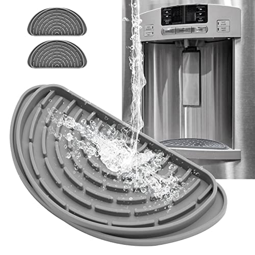 Refrigerator Drip Catcher, Refrigerator Drip Tray For Water Tray,Fridge Water Dispenser Drip Tray Prevents Water Splashes,Non-slip Silicone Dispenser Drip Collector for Ge Samsung-2 PCS Grey - color: Grey, size: 2PCS Semi-Circular