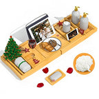 Domax Bathtub Caddy Tray Expandable Bamboo Tub Tray for Luxury Bath with Book Holder and Free Soap Dish Yellow - color: Yellow
