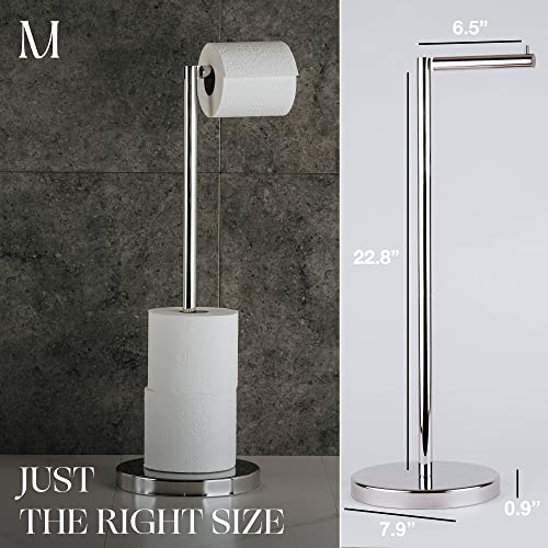 Marmolux Acc - Free Standing Toilet Paper Holder Stand with Storage for 4 Rolls of Toilet Tissue for Bathroom, Stainless Steel (Polished Chrome) 1pc - Bathroom Organizer - Toilet Paper Storage - color: Polished Chrome