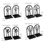 Vase Book Ends, Bookends - Metal Book Ends for Shelves, Non-Skid Bookends Decorative Unique for Heavy Books, Heavy Duty Book Holder for Home Office (3PC Style B)