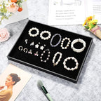 Quelay Stackable Jewelry Tray Jewelry Organizer Tray Showcase Display Empty Plate Bracelet Ring Earring Organizer - color: Black