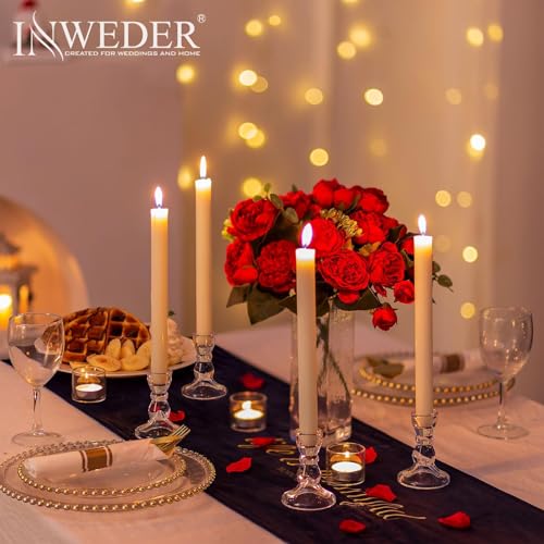 Glass Taper Candle Holders - Cute Candlestick Holders, 20Pcs Clear Candle Stick Candle Holder, Modern Tapered Candlestick Holders for Standard Candles for Wedding Christmas Home Decor - size: 20Pcs