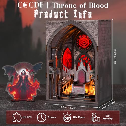 CCCDF Book Nook Kit - DIY Miniature House Dollhouse Kit for Adults and Teens, Booknook Tiny House Bookshelf Decor Book Nook, Gifts for Family, Friends (Throne of Blood) - style: Throne of Blood