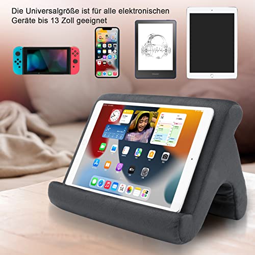 SAMHOUSING Tablet Pillow Stand - Holder & Dock for Bed with 3 Viewing Angles, Compatible with Tablets, Phones & iPad Pro 9.7, 10.5, 12.9 Air Mini 4, 3, Kindle, E-Reader & Books (Grey) - color: Grey