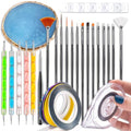 28 Pcs Nail Art Brushes Nail Art Tool Set Resin Nail Art Palette Sculpture Pen 2 Way Acrylic Silicone Carving Pen Dotting Pen Tool Manicure Kit for Home DIY Salon Nail Art (Black) - color: Black