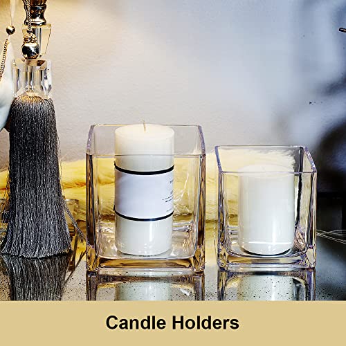 EnovaFloral Cube Glass Vase, 5x5 Inch Square Glass Vase - Floating Candle Holder for Wedding Centerpieces and Home Office Decor - size: 5x5x5