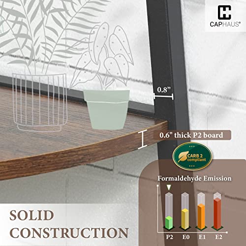 CAPHAUS Tall Corner Shelf Stand, 4-Tier Display Shelves, Ladder Corner Wood Storage Plant Bookshelf with Metal Frame, Versatile Shelving Unit Bookcase for Home Office Space, Rustic Oak - color: Rustic Oak, size: 4-Tier