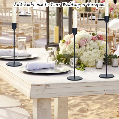 18 Pcs Black Candle Holders Set, Vintage Taper & Pillar Candle Sticks for Wedding, Dining Table, Fireplace Mantel, Elegant Home Decor, Housewarming Gift, Festive Centerpiece - color: Black, size: 18 pcs