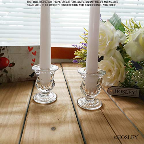 Hosley Set of 24 Glass Taper Candle Holders – Clear Candlestick Holder Set for Weddings, Table Centerpieces, Dinner & Home Décor (2.5” H) - size: 2.5" High