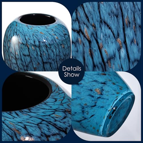 Hand Blown Glass Vase, 13.7 Inch Large Colored Decorative Vase for Home Decor, Ideal for Living Room, Dining Table, Office, Fireplace Mantel, Shelf Display & Wedding Centerpieces