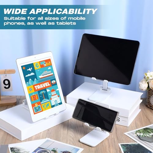 Wonderjune 12 Pcs Cell Phone Stand for Desk Phone Holder Stand Foldable Angle Height Adjustable Portable Holder Tablet for Office Travel Photography (White) - color: White