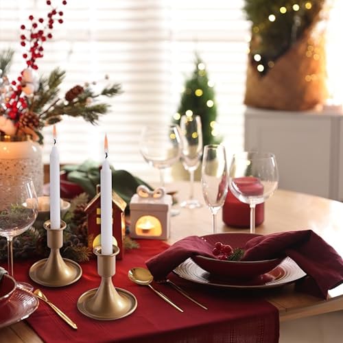 2PCS Candle Holder, OLULU Gold Taper Candle Holders Stand, Candlestick Holders for Table Centerpiece, Wedding, Party, Christmas or Home Decor (Eight Cute Lables)
