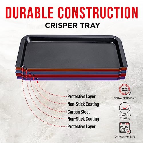 Bakken Swiss Air Fryer Tray, 2 in 1 Nonstick Crisper Air Fry Basket w/Elevated Mesh Great for Oven, Dishwasher Safe – Ceramic Coating PTFE/PFOA/PFOS FREE Extra-large (9.5"x13", Gray) - color: Gray, size: 9.5" x 13"