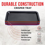 Bakken Swiss Air Fryer Tray, 2 in 1 Nonstick Crisper Air Fry Basket w/Elevated Mesh Great for Oven, Dishwasher Safe – Ceramic Coating PTFE/PFOA/PFOS FREE Extra-large (9.5"x13", Gray) - color: Gray, size: 9.5" x 13"