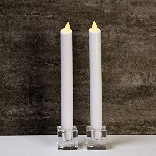 6 PCS Square Glass Taper Candle Holder, Crystal Clear Candlestick for Dining Table, Wedding, Thanksgiving and Christmas.… - color: Transparent 6pcs