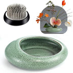 Flower Frog Vase Kit, Ikebana Flower Arrangement Ceramic Water Drop Flower Pot Flower Frog Flower Arrangement Vase Kit (Green Small Size) - color: Green Small Size