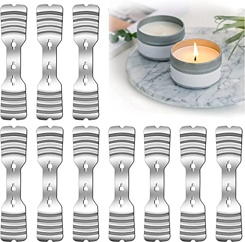 10 pcs Metal Candle Wick Holders, Upgraded Candle Wick Centering Devices, Silver Stainless Steel Candle Wick Holder for Candle Making - size: 10 PCS-upgraded