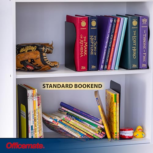 Officemate Adjustable Bookends, Expandable 4"-18", Black. - color: Black