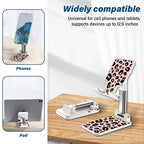Foldable Phone Holder for Desk, Angle Adjustable Cell Phone Stand, Suitable for iPhone, Samsung & Other Smartphones - color: Leopard Print
