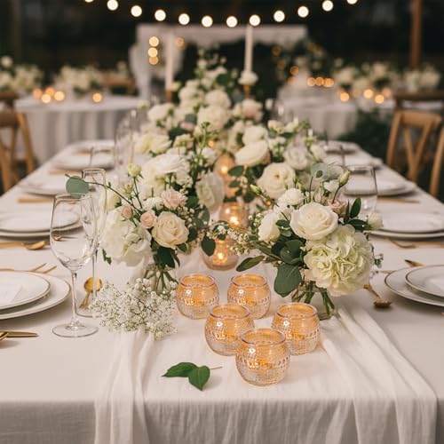 32 Pcs Gold Votive Candle Holders, Round Tea Light Candle Holders with Polka Dot Embossed, Gold Table Centerpieces for Weddings, Home Decor, Baby Shower, Special Occasions - color: Gold