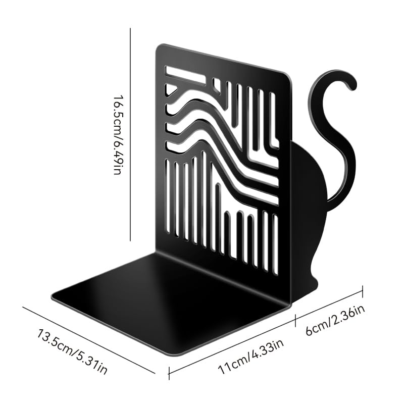 Cute Peeking Cat Bookends for Shelves Set of 2 Styles Metal Bookend Non-Skid Heavy Duty Book Ends Decorative Book Stopper Home Office Desk Bookshelf Decor Gift for Cat Lovers and Reading Enthusiasts - color: Type-3