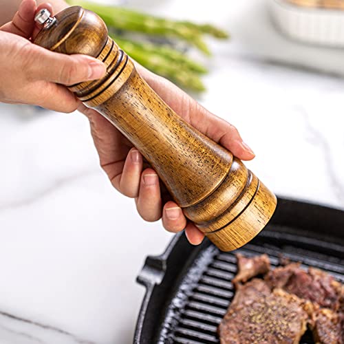 Wooden Pepper Mill Pepper Grinder Kit Manual mills Solid With Strong Adjustable Ceramic Grinders Set 8 Inches - color: B Retro colour Pepper Mill