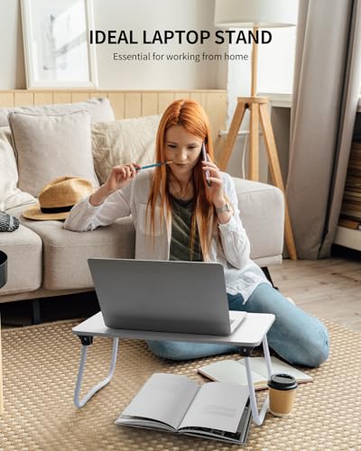 Ruxury Foldable Lap Desk Laptop Stand Bed Desk Table Tray, Breakfast Serving Tray, Portable & Lightweight Mini Table, Lap Tablet Desk for Sofa Couch Floor - White - color: White