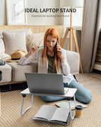 Ruxury Foldable Lap Desk Laptop Stand Bed Desk Table Tray, Breakfast Serving Tray, Portable & Lightweight Mini Table, Lap Tablet Desk for Sofa Couch Floor - White - color: White