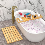 Domax Bathtub Caddy Tray Expandable Bamboo Tub Tray for Luxury Bath with Book Holder and Free Soap Dish Yellow - color: Yellow