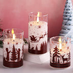 Eywamage Christmas Flameless Pillar Candles with Remote, Red Buffalo Plaid Table Decor, Flickering LED Pillar Candles Set of 3 - color: Red Buffalo Plaid