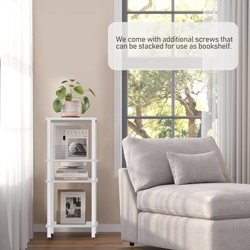TUTOTAK End Table, Side Table, Nightstand, 2-Tier Storage Shelf, Sofa Side Table for Small Space, Living Room, Bed Room TB01BW034 - color: White