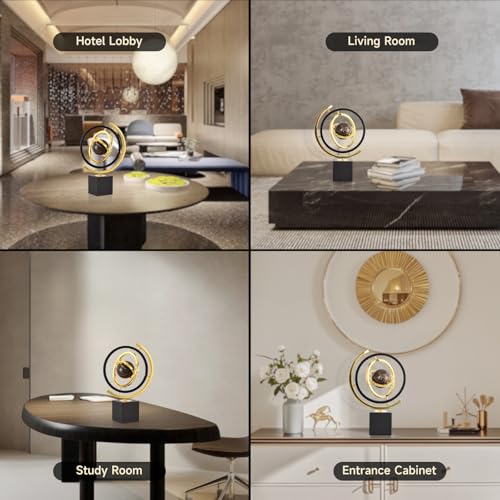 Modern Decorative Globe Sculpture, Black and Gold, Matel Base, Orbital Design, Contemporary Home Decor, Metal Art Piece