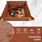 Personalized Valet Trays, Custom Engraved Leather Keys Tray for Men - Catchall Tray Organizer for Entryway Table, Unique Dad Birthday Gift from Daughter Son, Father Day (Custom Text) - color: Custom Message