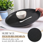 Zopeal 8 Pieces Black Round Restaurant Serving Tray, Plastic Non Slip Surface Food Meals Server Tray with Raised Edges for Home, Kitchen, Restaurant, Cafeteria, Bar (11",14",16",18") - size: 11", 14", 16", 18"