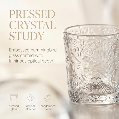 12 Pack Hummingbird Embossed Glass Candle Holders – Votive Tealight Holders with Patent Design, Decorative Embossed Glass Cups for Wedding Centerpieces, Parties, and Home Décor (Crystal Clear) - color: Crystal Clear