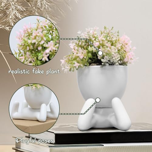 Zerzsy Desk Decorations for Women Office Small Office Desk Decor - Decorative Plants - Bathroom Shelf Decor Accent Women Cute Cubicle Accessories - Set of 1 - color: White-c